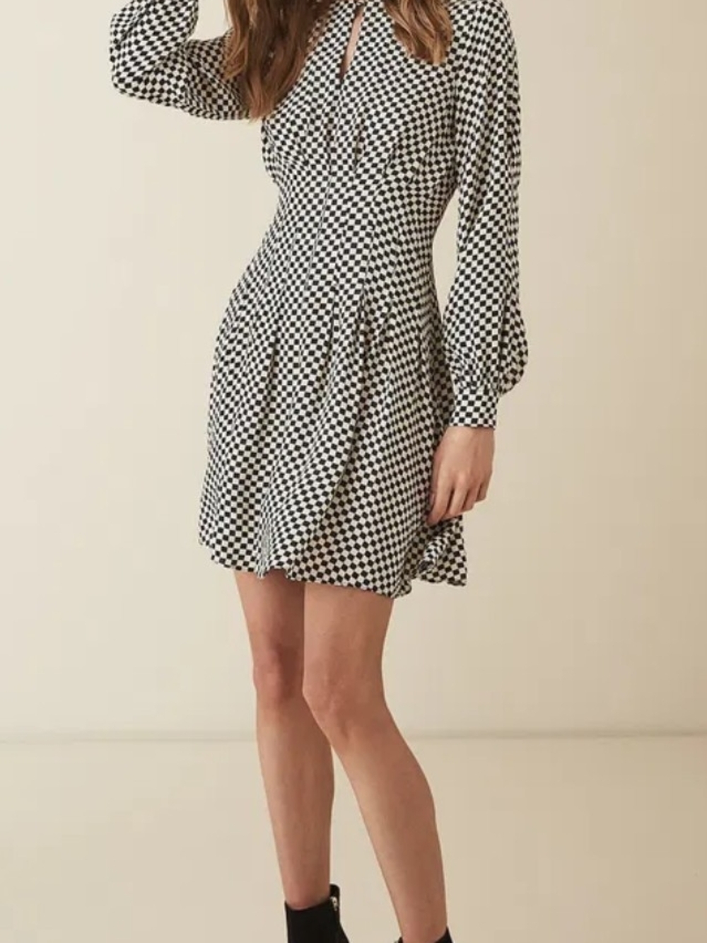 Reiss Black and White Checker Edna Mini Dress